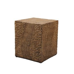 Outdoor Faux Wood Stump Side Table; Coffee Table; End Table; Accent Table Square Antique Yellow